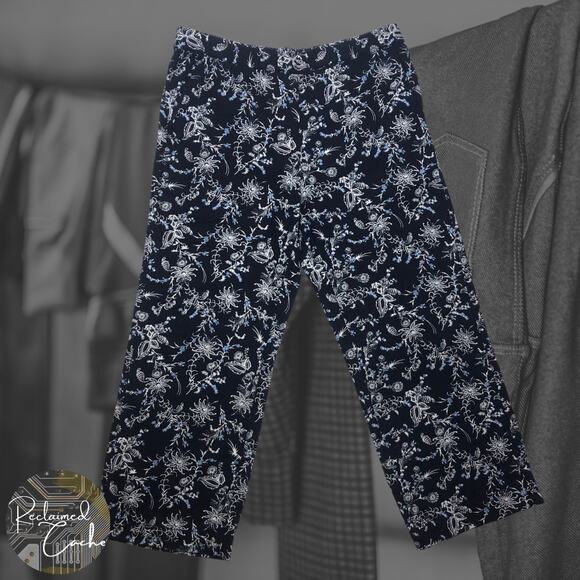 Caslon Blue Linen Blend Wide Leg Crop Pants - Size Medium - Picture 1 of 11